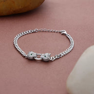 Twin Fang Frost Cuban Bracelet in 92.5 Silver