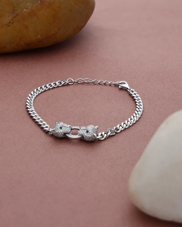 Twin Fang Frost Cuban Bracelet in 92.5 Silver