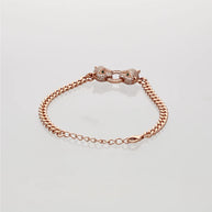 Twin Fang Rose light Cuban Bracelet in 92.5 Silver