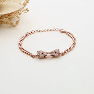 Twin Fang Rose light Cuban Bracelet in 92.5 Silver