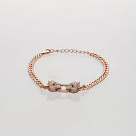 Twin Fang Rose light Cuban Bracelet in 92.5 Silver