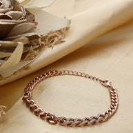 Rose light Core Stone Cuban Bracelet in 92.5 Silver