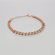 Rose light Core Stone Cuban Bracelet in 92.5 Silver