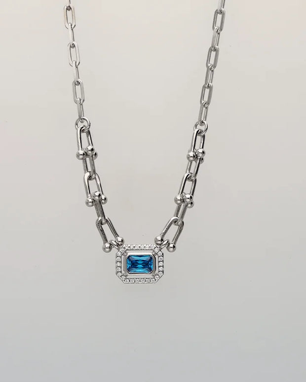 Azure Link Solitaire Chain in 92.5 Silver
