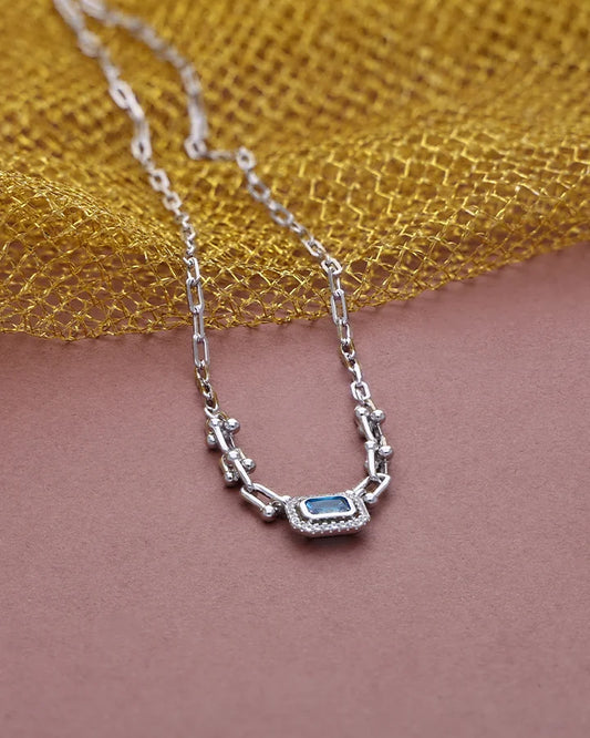 Azure Link Solitaire Chain in 92.5 Silver