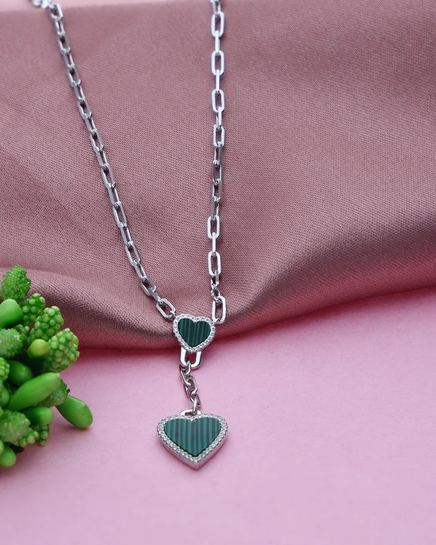 Lunara Verdure Heart Chain in 92.5 Silver