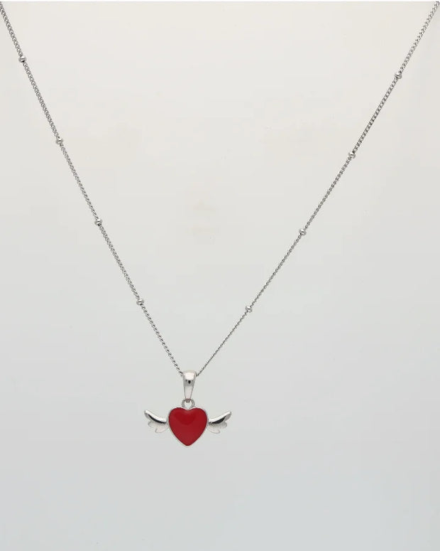 Heart Wing Enamel Pendant Set in 92.5 Silver