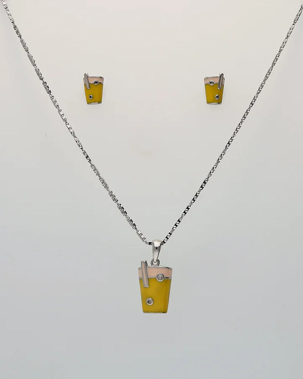 Stanley Charm Pendant Set in 92.5 Silver