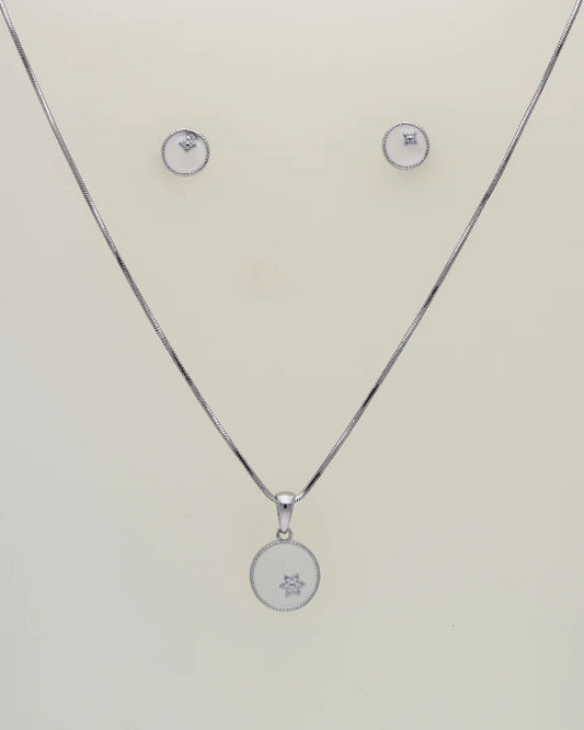 Gleam White Pendant Set in 92.5 Silver