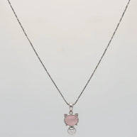 Pink Kitty Glow Pendant Set in 92.5 Silver