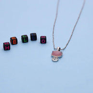 Pink Kitty Glow Pendant Set in 92.5 Silver
