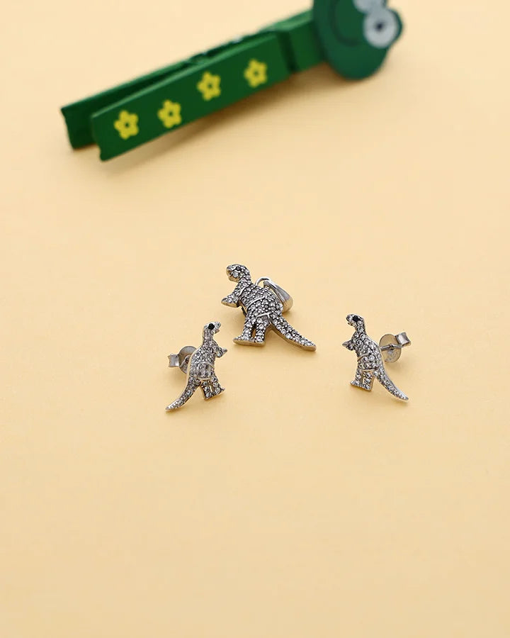 Dino Shimmer Pendant Set  in 92.5 Silver