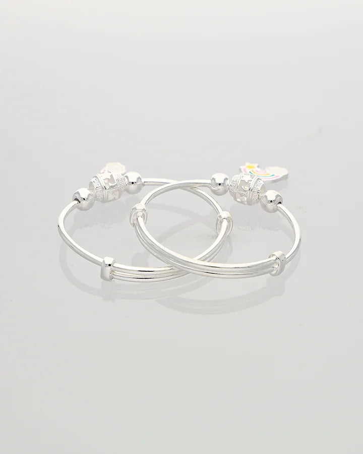 Rainbow Charm Adjustable Baby Kadli in 92.5 Silver