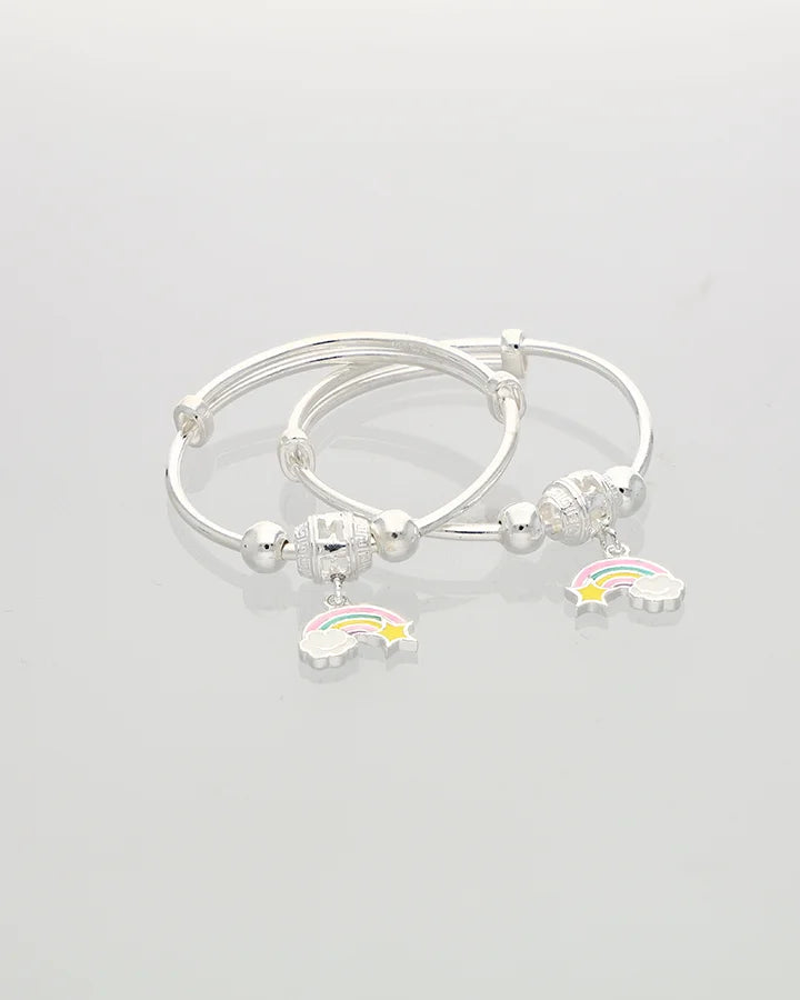 Rainbow Charm Adjustable Baby Kadli in 92.5 Silver
