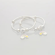 Rainbow Charm Adjustable Baby Kadli in 92.5 Silver