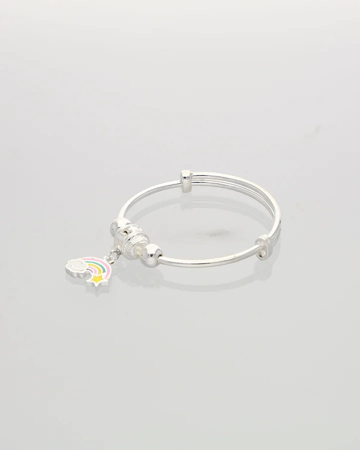 Rainbow Charm Adjustable Baby Kadli in 92.5 Silver