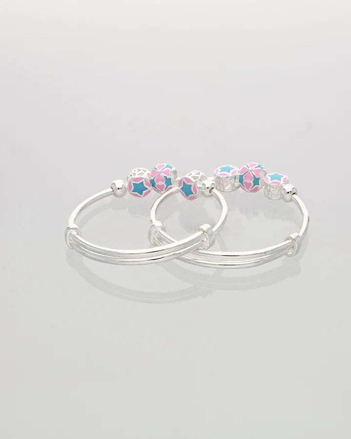 Floral Grace Adjustable Baby Kadli in 92.5 Silver