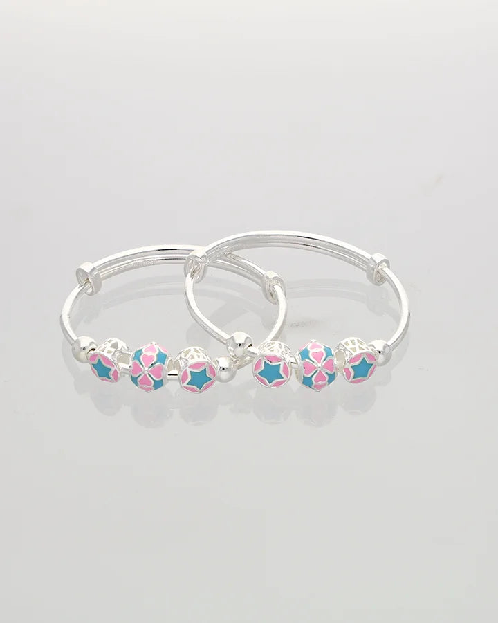 Floral Grace Adjustable Baby Kadli in 92.5 Silver