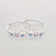 Floral Grace Adjustable Baby Kadli in 92.5 Silver