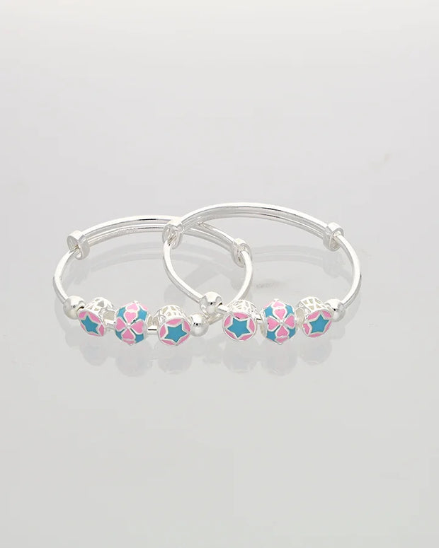 Floral Grace Adjustable Baby Kadli in 92.5 Silver