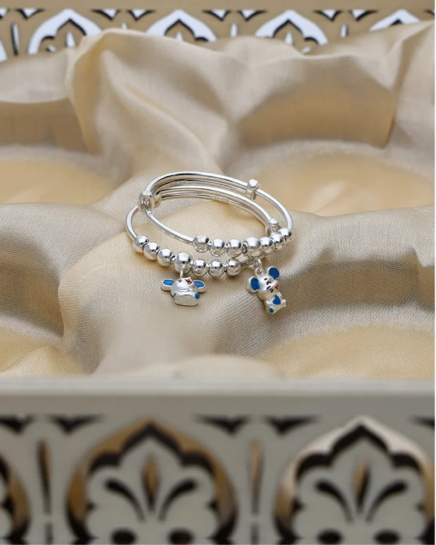 Teddy Charm Matte Finish Baby Kadli in 92.5 Silver