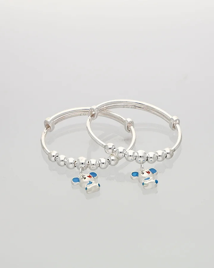 Teddy Charm Matte Finish Baby Kadli in 92.5 Silver