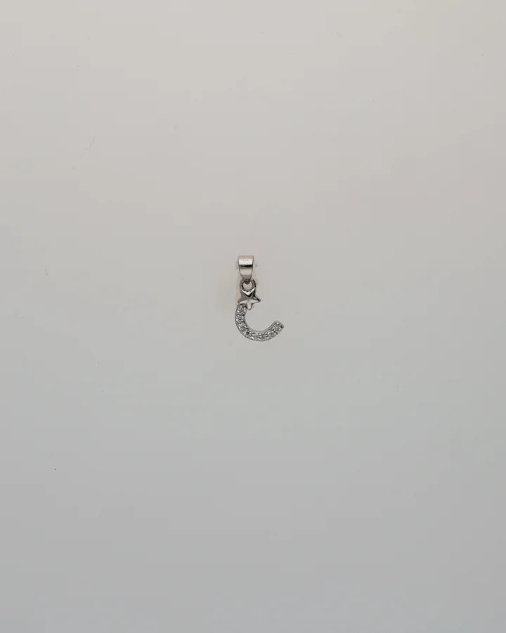 Lunar Starlit Crescent Pendant Set in 92.5 Silver