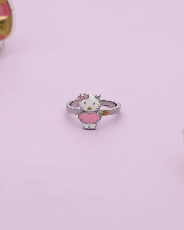 Hello Kitty Pink Enamel Baby Ring in 92.5 Silver