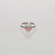 Hello Kitty Pink Enamel Baby Ring in 92.5 Silver