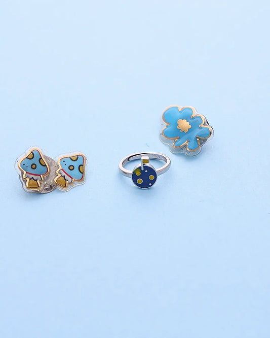 Blue Golfer Baby Ring in 92.5 Silver