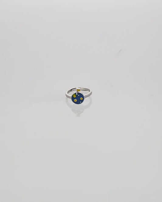 Blue Golfer Baby Ring in 92.5 Silver