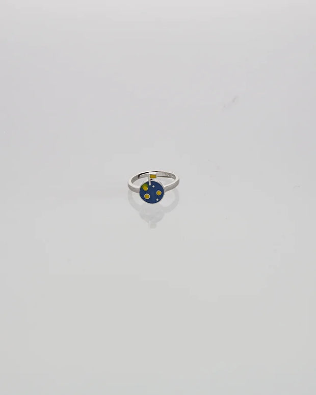 Blue Golfer Baby Ring in 92.5 Silver