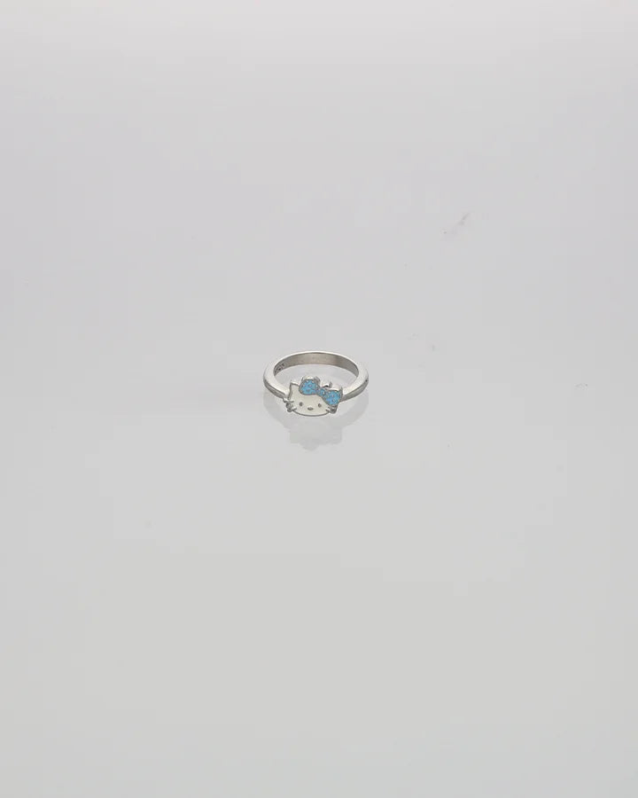Blue Kitty Baby Ring in 92.5 Silver