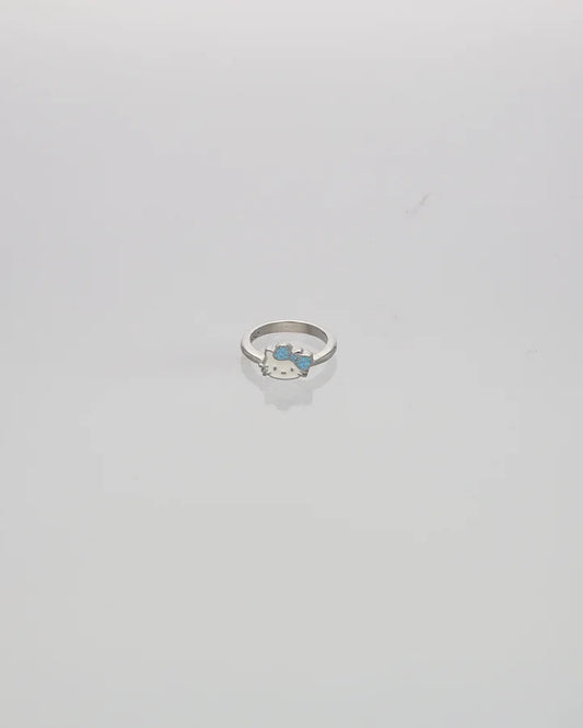 Blue Kitty Baby Ring in 92.5 Silver
