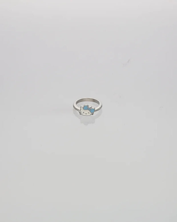 Blue Kitty Baby Ring in 92.5 Silver