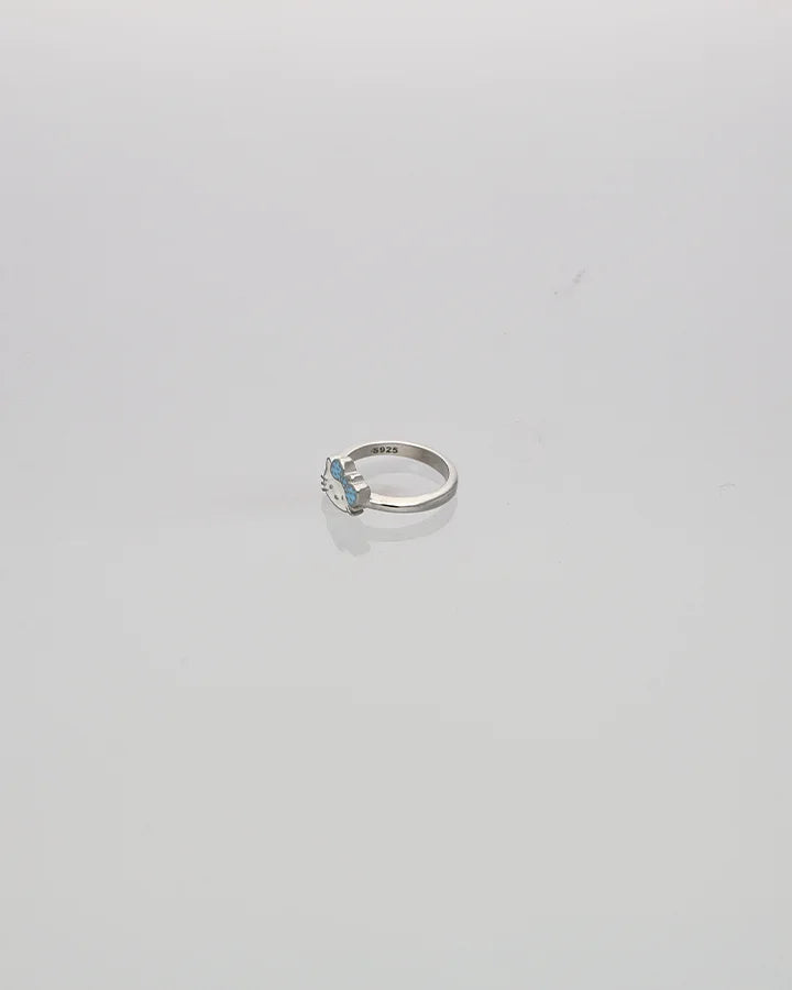 Blue Kitty Baby Ring in 92.5 Silver