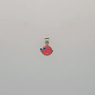Laughing Pink Girl Enamel Pendant in 92.5 Silver