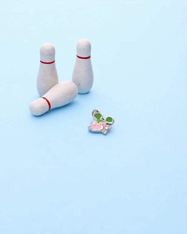 Mint and Blush Mickey Charm Pendant in 92.5 Silver