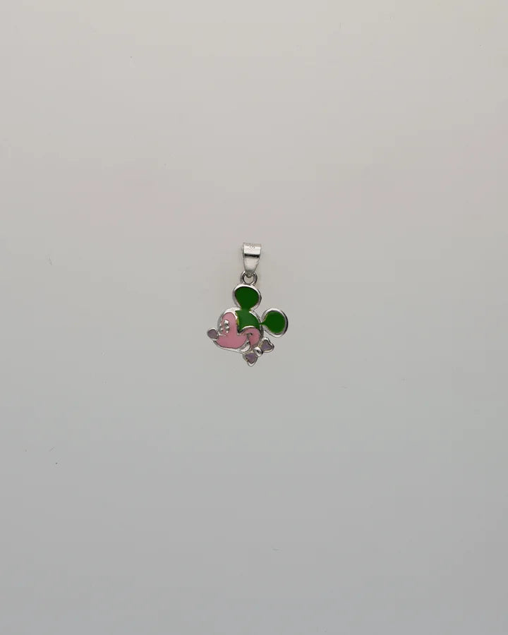 Mint and Blush Mickey Charm Pendant in 92.5 Silver