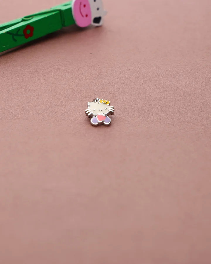 Purple Bow Kitty Enamel Pendant in 92.5 Silver