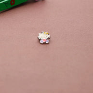 Purple Bow Kitty Enamel Pendant in 92.5 Silver