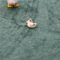 Snowy Ducklet Baby Enamel Pendant in 92.5 Silver