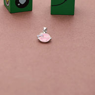 Pink Giggles Bow Enamel Pendant in 92.5 Silver