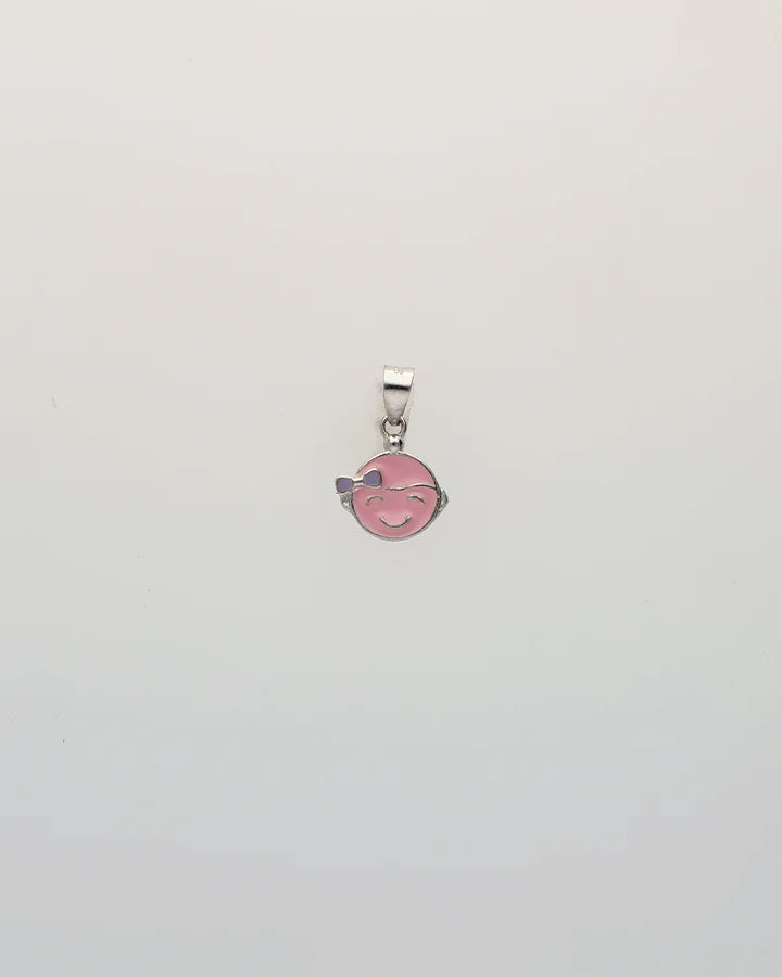 Pink Giggles Bow Enamel Pendant in 92.5 Silver