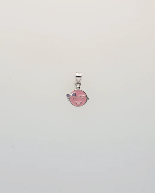 Pink Giggles Bow Enamel Pendant in 92.5 Silver
