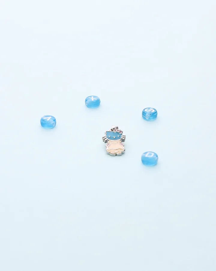 Blue & White Kitty Joy Pendant in 92.5 Silver