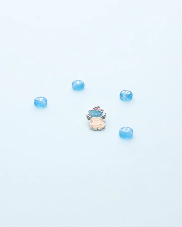 Blue & White Kitty Joy Pendant in 92.5 Silver