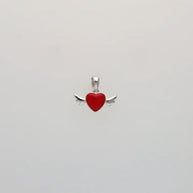Red Winged Heartlet Pendant in 92.5 Silver