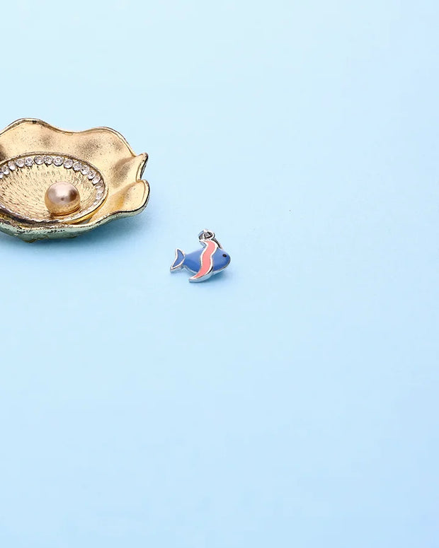 Blue & Pink Fishy Flutter Pendant in 92.5 Silver