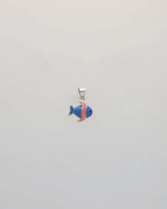 Blue & Pink Fishy Flutter Pendant in 92.5 Silver